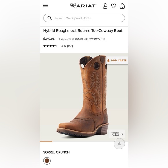 Ariat Hybrid Roughstock Square Toe Cowboy Boot - Picture 2 of 7